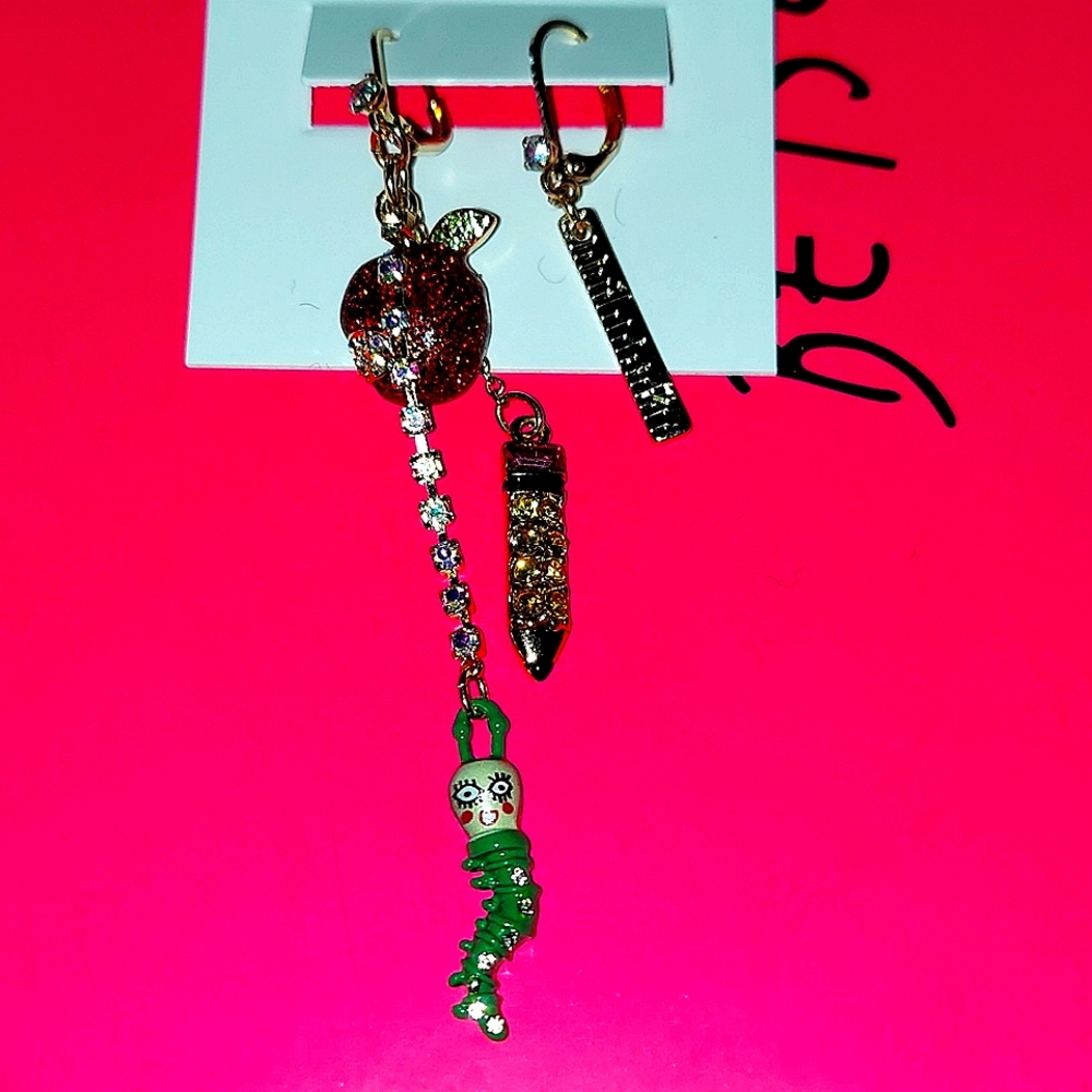 Betsey Johnson mismatch back 2 school earrings